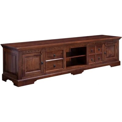 Massivmoebel24.de Meuble TV en Acacia - 220x50x55 - Marron Foncé - Style Colonial - Publicité Massivmoebel24.de Meuble TV en Acacia - 220x50x55 - Marron Foncé - Style Colonial - Publicité