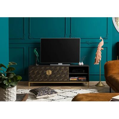 Massivmoebel24.de Mango TV-Board - Art déco Stil, grau, goldene Akzente - TV-Board Massivmoebel24.de Mango TV-Board - Art déco Stil, grau, goldene Akzente - TV-Board