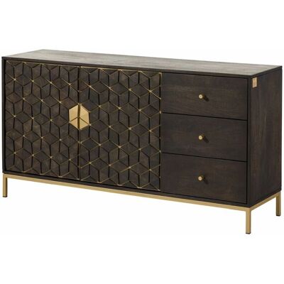 Massivmoebel24 - Mango Holz Kommode - Art Déco Stil - 145x40x77 - Grau Massivmoebel24 - Mango Holz Kommode - Art Déco Stil - 145x40x77 - Grau