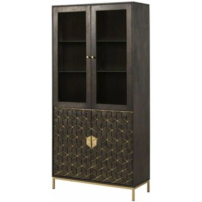 Massivmoebel24 Mango Holz Vitrine Gold Akzente - Art Deco Stil Massivmoebel24 Mango Holz Vitrine Gold Akzente - Art Deco Stil