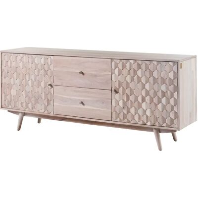 Massivmoebel24.de Akazie Holz Sideboard - Weiß lackiert - 180x42x75 Massivmoebel24.de Akazie Holz Sideboard - Weiß lackiert - 180x42x75