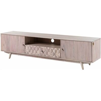 Massivmoebel24 - Mobile TV in legno di acacia - 188x40x48 - Laccato bianco Massivmoebel24 - Mobile TV in legno di acacia - 188x40x48 - Laccato bianco