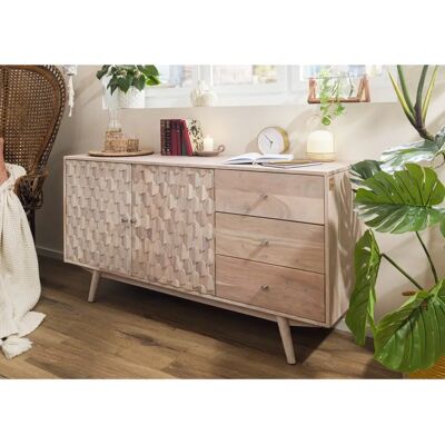 Massivmoebel24 MOSAYK Weiße Akazie Sideboard - Vintage Design Massivmoebel24 MOSAYK Weiße Akazie Sideboard - Vintage Design