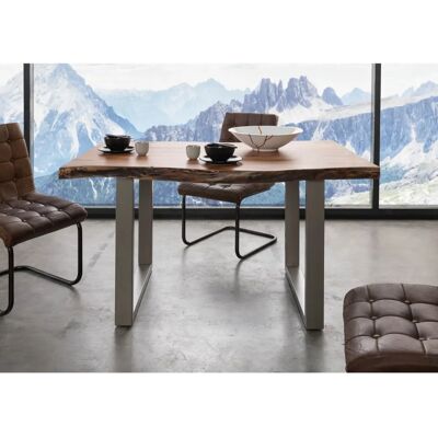 Massivmoebel24.de Tavolo albero di acacia 140x90x77 Naturale - U in argento opaco FREEFORM 5 Massivmoebel24.de Tavolo albero di acacia 140x90x77 Naturale - U in argento opaco FREEFORM 5