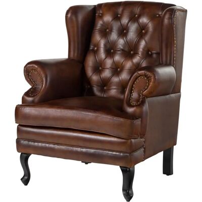 Massivmoebel24 Chesterfield 101 - Poltrona in Vera Pelle, Gambe in Legno Riciclato Massivmoebel24 Chesterfield 101 - Poltrona in Vera Pelle, Gambe in Legno Riciclato