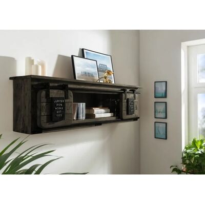 Massivmoebel24 Półka z Mango 130x25x35 Szary Ciemny - Półka Massivmoebel24 Półka z Mango 130x25x35 Szary Ciemny - Półka