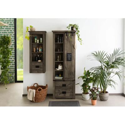 Massivmoebel24 - Mango Holz Schrank - Grau - 70x35x195 - Industriell Stil Massivmoebel24 - Mango Holz Schrank - Grau - 70x35x195 - Industriell Stil