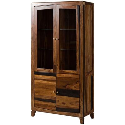 Massivmoebel24 Ancona Dunkelbraune Sheesham Glasvitrine - 100x45x200 - Vitrine Massivmoebel24 Ancona Dunkelbraune Sheesham Glasvitrine - 100x45x200 - Vitrine