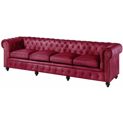 Massivmoebel24 Chesterfield 404 Divano in Pelle - Rosso - 4 Posti Massivmoebel24 Chesterfield 404 Divano in Pelle - Rosso - 4 Posti