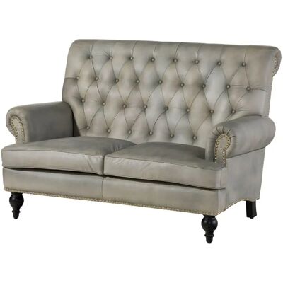 Massivmoebel24 Chesterfield 206 Divano in Pelle - Grigio - 2 Posti Massivmoebel24 Chesterfield 206 Divano in Pelle - Grigio - 2 Posti