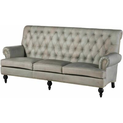 Massivmoebel24 Chesterfield 207 Divano in Pelle - Grigio - Divano Chesterfield 3 posti Massivmoebel24 Chesterfield 207 Divano in Pelle - Grigio - Divano Chesterfield 3 posti
