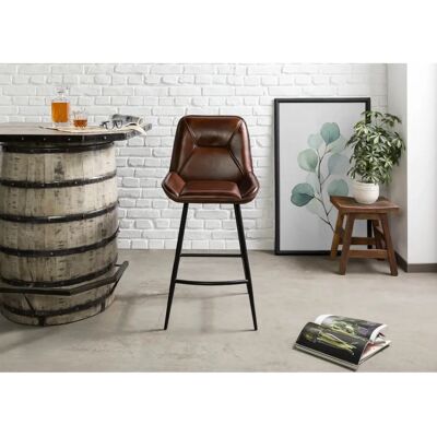 Massivmoebel24 IRON LABEL 114 Leder Barhocker - Braun - Lounge-Design Massivmoebel24 IRON LABEL 114 Leder Barhocker - Braun - Lounge-Design