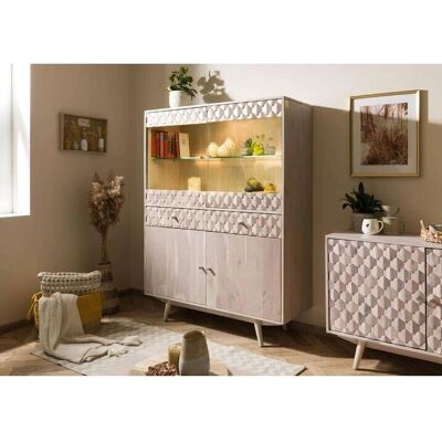 Massivmoebel24.de Hochschrank Akazie 120x42x160 weiß lackiert MOSAYK #215 Massivmoebel24.de Hochschrank Akazie 120x42x160 weiß lackiert MOSAYK #215