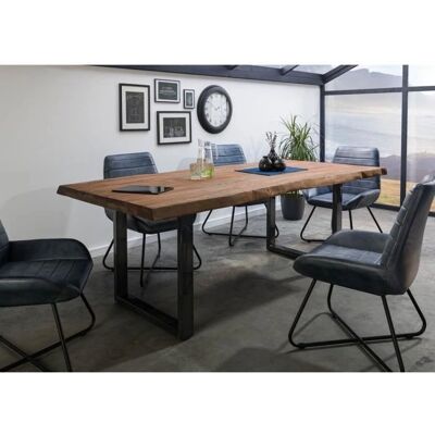 Massivmoebel24.DE Tavolo da pranzo in sheesham - Grigio U-Base 180x90 Massivmoebel24.DE Tavolo da pranzo in sheesham - Grigio U-Base 180x90