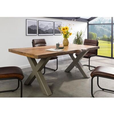 Massivmoebel24.de Tavolo Mango 180x90x77 - Bordo in Legno Naturale - Stile Industriale Massivmoebel24.de Tavolo Mango 180x90x77 - Bordo in Legno Naturale - Stile Industriale