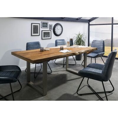 Massivmoebel24.de Tavolo da pranzo in mango - Naturale - 200x100 - Gambe a U in argento Massivmoebel24.de Tavolo da pranzo in mango - Naturale - 200x100 - Gambe a U in argento