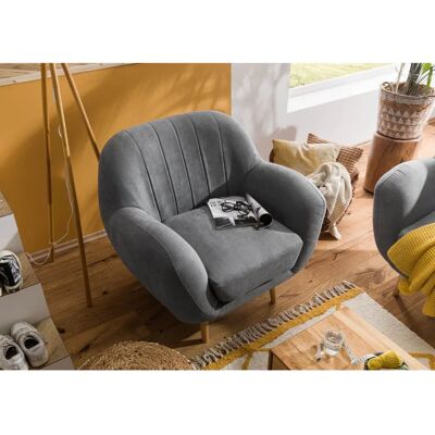 Poltrona Holma di Massivmoebel24 - Stile Scandivano, Schiuma, Grigio Poltrona Holma di Massivmoebel24 - Stile Scandivano, Schiuma, Grigio