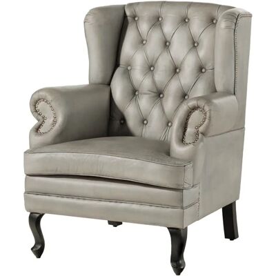 Massivmoebel24 Poltrona in pelle grigia stile Chesterfield Massivmoebel24 Poltrona in pelle grigia stile Chesterfield