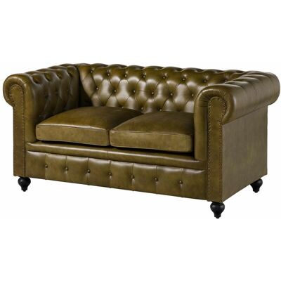 Massivmoebel24 Chesterfield 302 Divano 2 posti - vera pelle / verde - divano Massivmoebel24 Chesterfield 302 Divano 2 posti - vera pelle / verde - divano