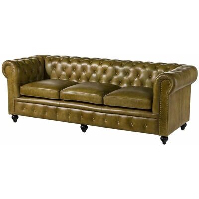 Massivmoebel24 Chesterfield 303 Divano in Pelle - Verde - 3 Posti - Stile Classico Massivmoebel24 Chesterfield 303 Divano in Pelle - Verde - 3 Posti - Stile Classico