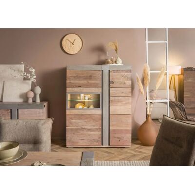 Massivmoebel24 Beiger Highboard - Akazie, Glas, Metall - Highboard - Massivmoebel24 Massivmoebel24 Beiger Highboard - Akazie, Glas, Metall - Highboard - Massivmoebel24