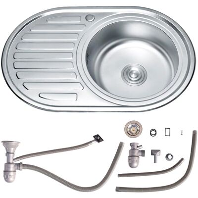 MELKO - Lavello da incasso 77x50CM - 77x50 cm - Acier inoxydable - Sink - Publicité MELKO - Lavello da incasso 77x50CM - 77x50 cm - Acier inoxydable - Sink - Publicité