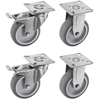 Proroll Edelstahl-Rollen Set - Schwerlast Gummirollen Proroll Edelstahl-Rollen Set - Schwerlast Gummirollen