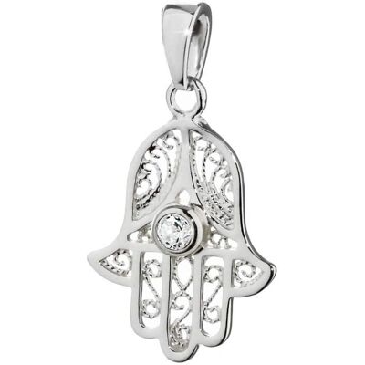 NKlaus 925 Argent Sterling Pendentif Zircon Main de Fatima - Pendentif - Publicité NKlaus 925 Argent Sterling Pendentif Zircon Main de Fatima - Pendentif - Publicité
