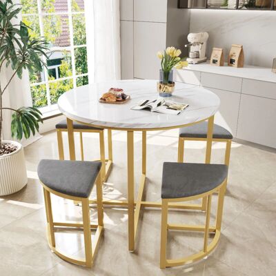 REDOM - DS-4S - 80x80x75 cm - MDF y metal dorado - Dining Set REDOM - DS-4S - 80x80x75 cm - MDF y metal dorado - Dining Set