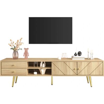 OKWISH - TV Console 160 cm - Patas doradas - 2 cajones - Console OKWISH - TV Console 160 cm - Patas doradas - 2 cajones - Console