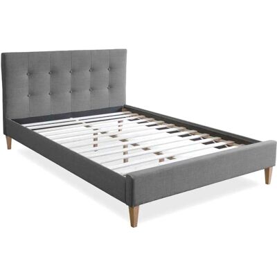 HOMESTYLE4U Lit Double en Tissu Gris - 180x200 cm - Publicité HOMESTYLE4U Lit Double en Tissu Gris - 180x200 cm - Publicité