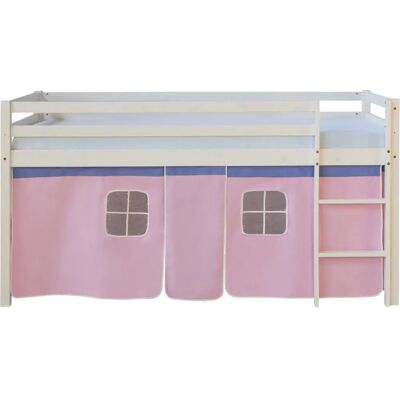 Homestyle4u Lit Mezzanine Rose - Lit avec rideau - Publicité Homestyle4u Lit Mezzanine Rose - Lit avec rideau - Publicité