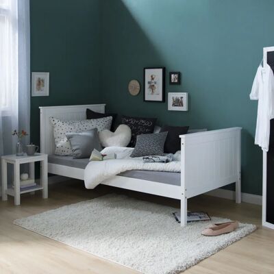 Lit simple STTS en pin massif - Design discret - 90x200 cm - Publicité Lit simple STTS en pin massif - Design discret - 90x200 cm - Publicité