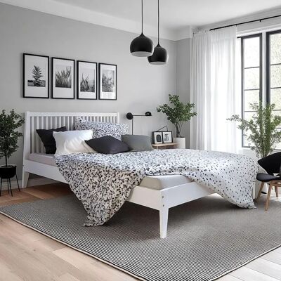 Lit Homestyle4U en Pin Blanc 140x200cm - Cadre en Bois Massif - Publicité Lit Homestyle4U en Pin Blanc 140x200cm - Cadre en Bois Massif - Publicité