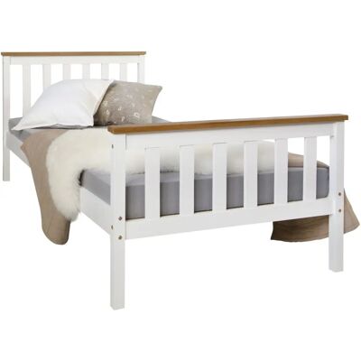 HOMESTYLE4U Massivholzbett 90x200 cm - Weiß HOMESTYLE4U Massivholzbett 90x200 cm - Weiß