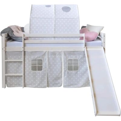 Homestyle4u Hochbett mit Vorhängen - Sterne - Rutsche - Tunnel - 90x200 cm Homestyle4u Hochbett mit Vorhängen - Sterne - Rutsche - Tunnel - 90x200 cm