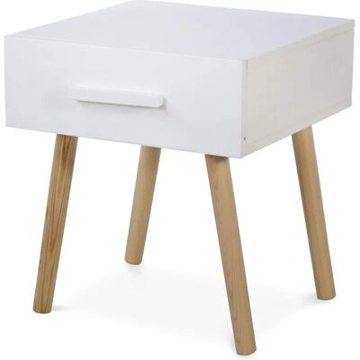 Table de nuit Homestyle4u - Avec tiroir Blanc - Table de nuit - Publicité Table de nuit Homestyle4u - Avec tiroir Blanc - Table de nuit - Publicité