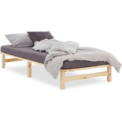 Homestyle4u Lit en pin naturel - 90x200 - Lit - Publicité Homestyle4u Lit en pin naturel - 90x200 - Lit - Publicité