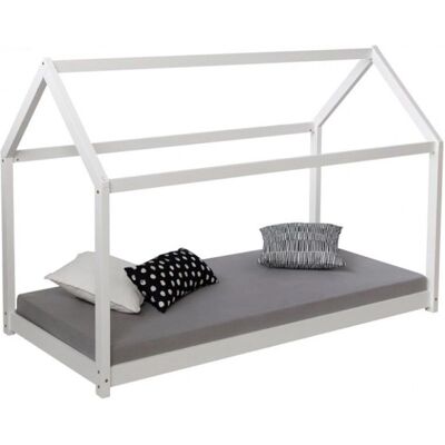 Lit enfant blanc 80x160cm Homestyle4u - Pin, Bords arrondis - Publicité Lit enfant blanc 80x160cm Homestyle4u - Pin, Bords arrondis - Publicité