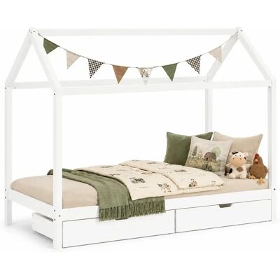 Lit Montessori Simple Blanc avec Tiroirs - Lit Enfant - Publicité Lit Montessori Simple Blanc avec Tiroirs - Lit Enfant - Publicité
