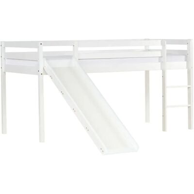 Lits Mezzanine Blanc avec Toboggan - Homestyle4u, 90x200cm - Publicité Lits Mezzanine Blanc avec Toboggan - Homestyle4u, 90x200cm - Publicité