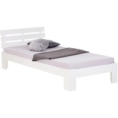 Marque Modèle - Lit simple 90x200cm avec tête de lit - Blanc - Publicité Marque Modèle - Lit simple 90x200cm avec tête de lit - Blanc - Publicité