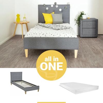 Einzelbett 90x200 Cm mit Kopfteil - Bett Einzelbett 90x200 Cm mit Kopfteil - Bett