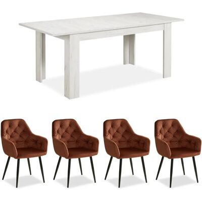 Homestyle4u Weiß Ausziehbarer Esstisch - 160x90 cm - 4 Stühle Homestyle4u Weiß Ausziehbarer Esstisch - 160x90 cm - 4 Stühle