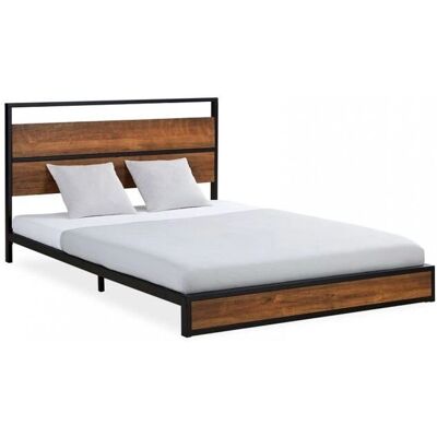 Homestyle4u Doppelmetallbett - 140x200 cm - Schwarz und Braun - Bett Homestyle4u Doppelmetallbett - 140x200 cm - Schwarz und Braun - Bett