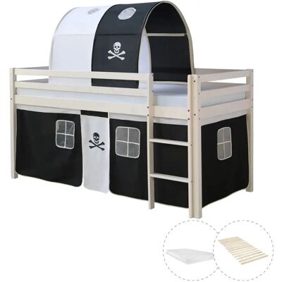 Homestyle4u - Lit Superposé 90x200 - Pirate Noir - Bunk bed - Publicité Homestyle4u - Lit Superposé 90x200 - Pirate Noir - Bunk bed - Publicité