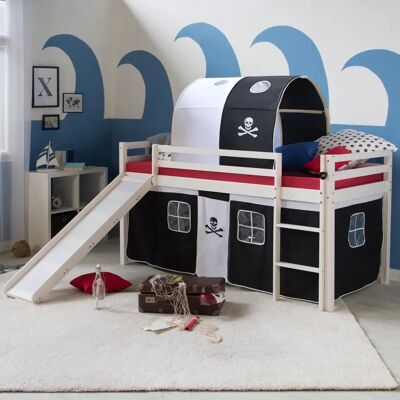 Homestyle4u Hochbett mit Tunnel & Vorhang - Platzsparendes Design Homestyle4u Hochbett mit Tunnel & Vorhang - Platzsparendes Design