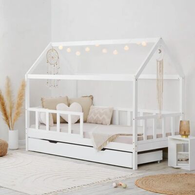 Lit pour enfants Homestyle4u - 90x200, Blanc, Style Scandinave - Publicité Lit pour enfants Homestyle4u - 90x200, Blanc, Style Scandinave - Publicité