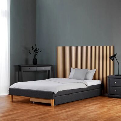 Lit simple gris - Cadre de rangement 90x200 cm - Publicité Lit simple gris - Cadre de rangement 90x200 cm - Publicité