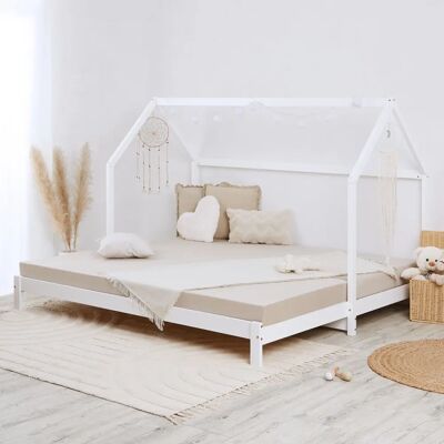 Homestyle4u Lastensänky 90x200 cm - Valkoinen - Lisävuode Homestyle4u Lastensänky 90x200 cm - Valkoinen - Lisävuode
